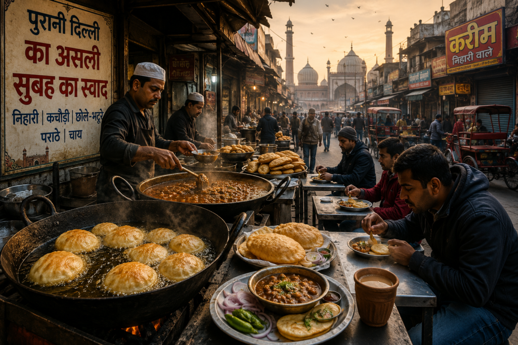पुरानी दिल्ली की गलियों में सुबह का पारंपरिक खाना