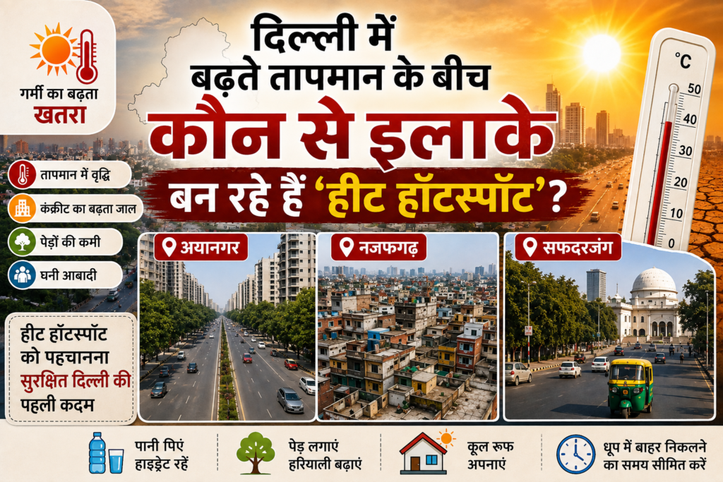 अयानगर, नजफगढ़ और सफदरजंग सहित दिल्ली के गर्म इलाकों का दृश्य