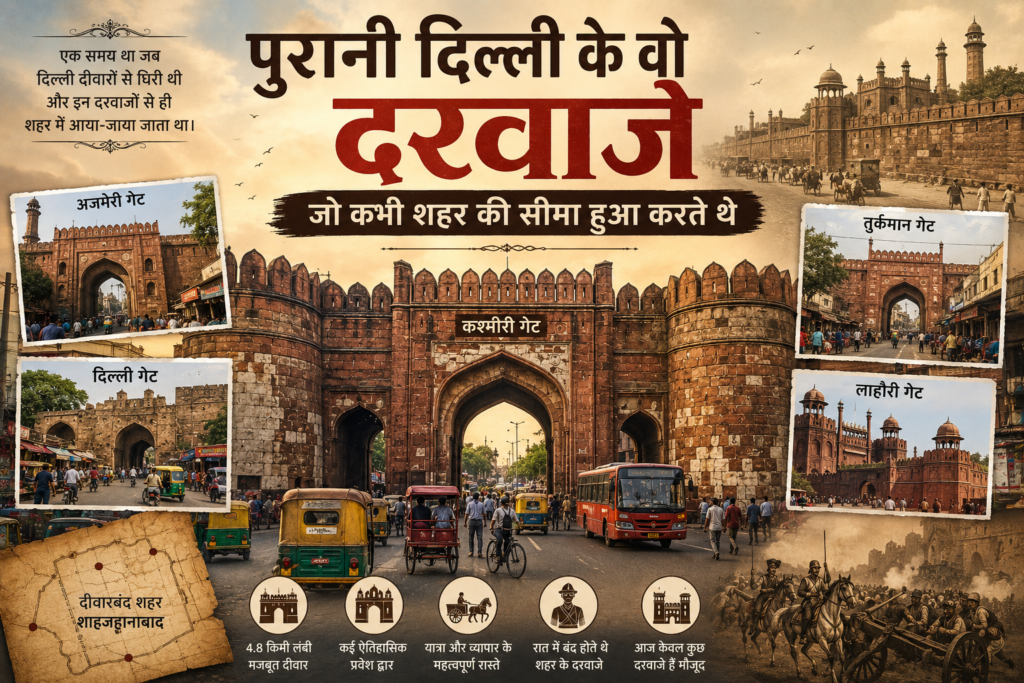 पुरानी दिल्ली के ऐतिहासिक दरवाजे और शाहजहानाबाद की पुरानी दीवार